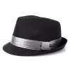 Men Women Black Custom Fedora Hat Ribbon Short Brim Trilby Caps