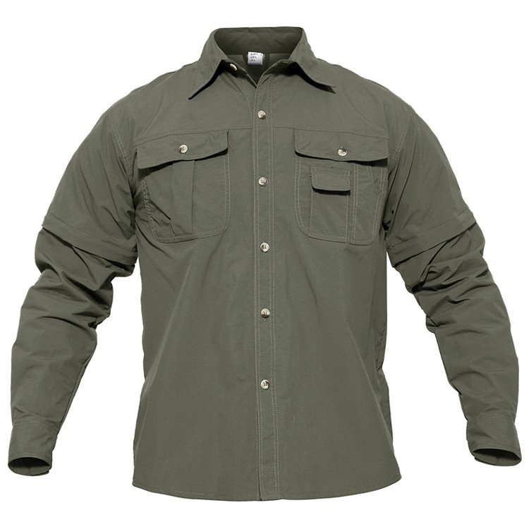 Men&#39;s Custom Military Tactical Clothing Outdoor Camping Hiking Shirts Long Sleeve Removable Shirts Quick Dry Tops