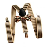 Mens kids Plaid Striped Suspenders Bowtie Sets Child Baby Boy Girl Y-Back Braces Women Cotton Butterfly Belt Bow Tie Shirt Pants