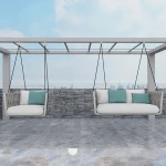Metal Frame Wicker Swing Sofa Contemporary Outdoor Hanging Chair for Garden and Balcony Furniture Set