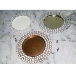 Metal glass bead crystal charger plate