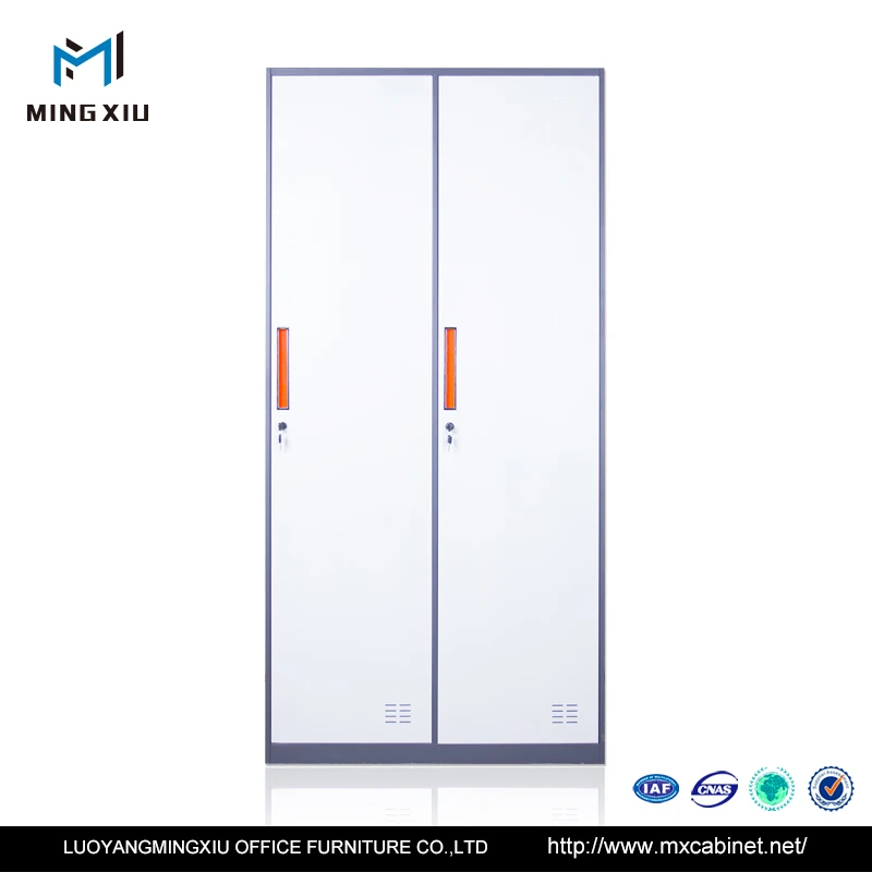 Mingxiu 2 door Steel almirah designs with low price/2 door wardrobe clothes cabinet ventilated