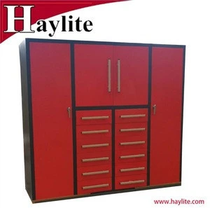 Mobile metal garage tool cabinet system with doors