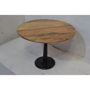 Modern Latest Industrial Urban Style Cast Iron Base Round Mango Wood Top Cafe Restaurant Dining Table