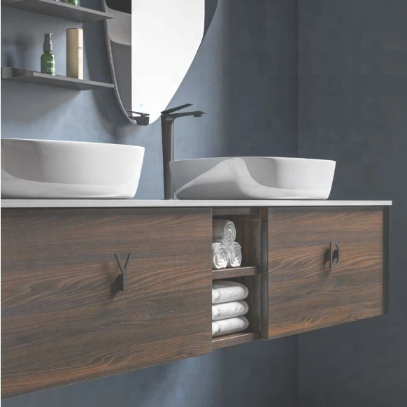 Modern Luxury Bathroom Furniture Bathroom Vanity Plywood Bathroom Cabinet with Slab Basin