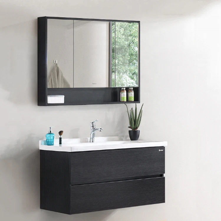 Modern plywood solid wood classical wall hung bathroom cabinet
