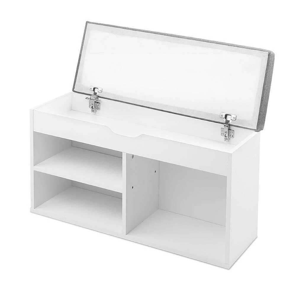 Modern White Wooden Shoe Rack Cabinet with Cushion