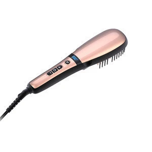 Moisture steam hair straightener brush electric ceramic hair bush