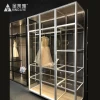 Multi-Layer Glass Wardrobe Cabinet Shelves Glass Display Cabinet Glass Showcase Lockable With LED Light