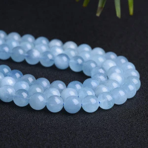 Natural Healing Stone High Quality Gemstone Loose Round Matte Beads Blue Quartz Crystal Aquamarine for DIY Jewelry Making