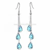 Neoglory fashion  rhodium plated brass and water drop shaped crystal hook earrings