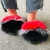 Import New arriaval luxury logo casual fluffy furry plush bedroom slippers Close Toe women faux fur house slippers from China