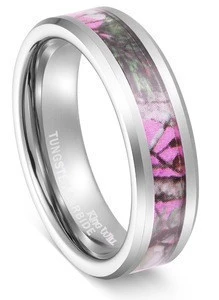 New Arrival 8MM Tungsten Carbide Women & Mens Hunting Camouflage Tungsten Wedding Band Pink Camo Wedding Ring