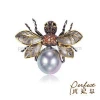 New Design 925 Sterling Silver Gold Plated Bee Brooch With Pearl For Women