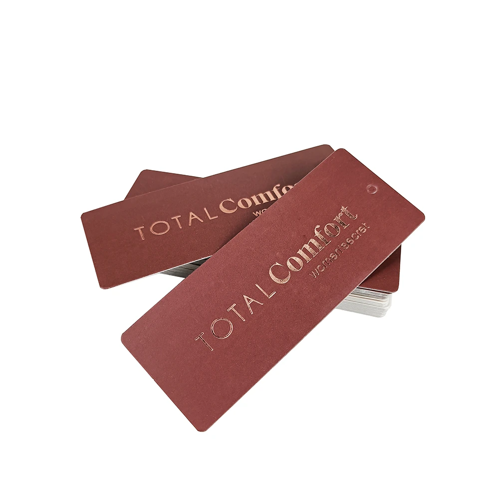 New Design Customized Printing Garment Card Label Plastic Hanging Paper Card