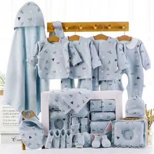 Newborn 22PCS Knitted Rompers 100 Cotton Full Month Cartoon Pattern Boys&#x27; Clothing Set Bodysuit Sleepwear Baby Clothing Gift Set