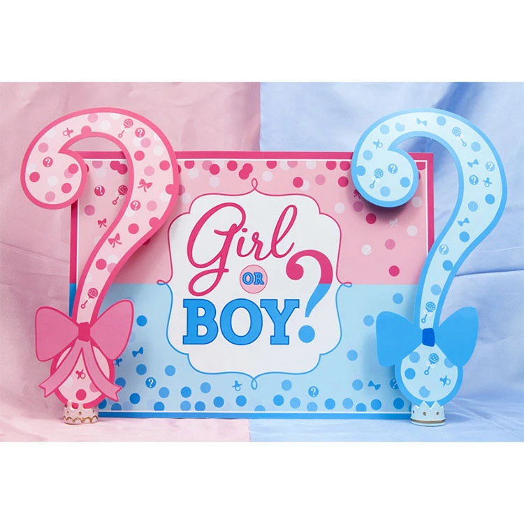 Nicro 7*5Ft Baby Gender Reveal Themed Collapsible Vinyl Photo Shoot Photobooth Photography Background