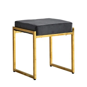 Nordic luxury Ottoman Pouffe Best Quality Fabric Velvet Ottoman Chair  Gold Frame Stool for Bedroom Living Room