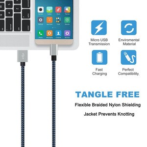 Nylon Braided Micro USB Cable 1m 2m 3m High Speed 2.0 USB to Micro USB connector Charging Cord audio video cable