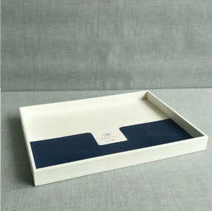 OEM 400*300*30MM yellow linen serving tray with two handle
