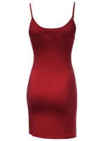 OEM Custom High Quality Sleepwear Leisure Silk Satin Women's Basic Solid Spaghetti Strap Camisole Slip Dress