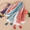 Ombre cotton stoles and scarves hot arab muslim pashmina shawls scarf with tassels