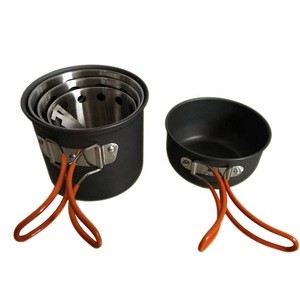 Outdoor Cooking Mess Kit Pots Pan Camping Cookware Set for Backpacking Hiking
