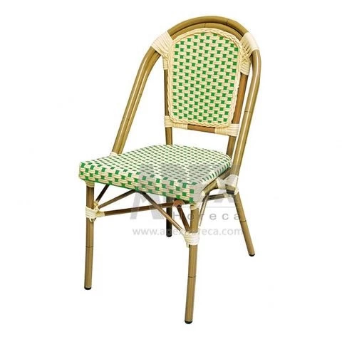 Outdoor Garden Furniture Metal Bamboo Looking French Bistro Patio Wicker Rattan Chair