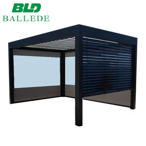 Outdoor motorised louver roof waterproof pergola with side screen