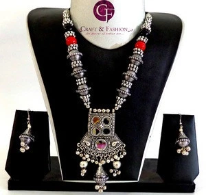 Oxidzed Black plating Jewellery - Indian Fashion Oxidize Necklace Earring Set-wholesale Costume Jewelry For Women