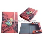 Paper box file/file folder with elastic closure
