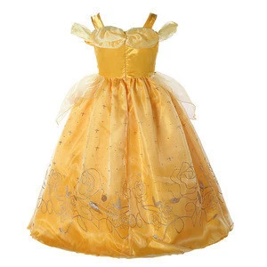 Pettigirl Yellow belle dresses princess kids custom movie costumes