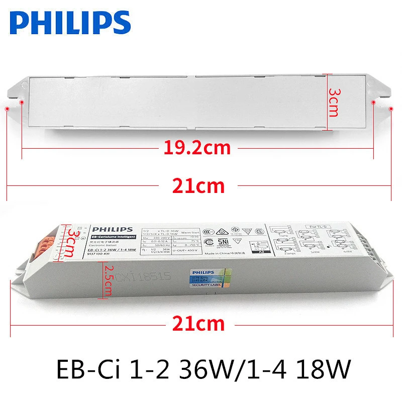 Philips T8 electronic ballast 18W one for four  fluorescent lamp rectifier 36W fluorescent lamp ballast EB-Ci one for two