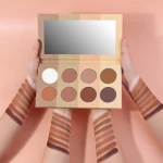 Pink cardboard 8 color blush on face makeup ombre blush palette no logo with mirror