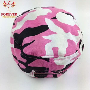 Pink Ribbon Embroidery Cotton Pink Camouflage Print Military Cap With Diamonds Ribbon Breast Cancer Awareness