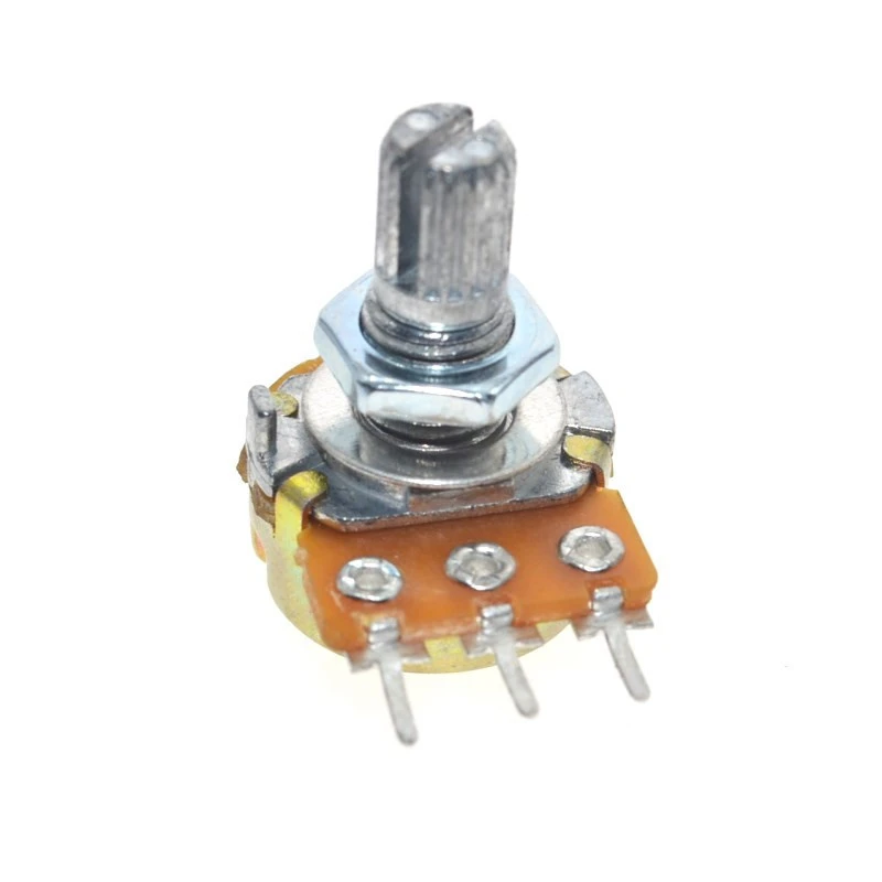 Potentiometer B1K B2K B5K B10K B20K B50K B100K B250K B500K B1M 15mm Shaft With Nuts Washers 3pin WH148