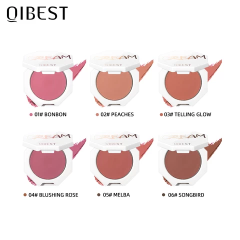 QIBEST Face Blusher Peach Cream Makeup Blush Palette Cheek Contour Blush Cosmetics Blusher Cream Korean Makeup Rouge Tint Blush