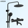 Rainfall wall mounted top and hand shower set brass Wall-mount Bath Tub Rain-style Shower Faucet