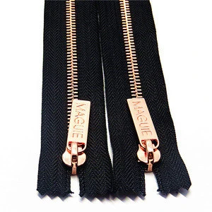 Rectangle Rose Gold Metal Zipper For Garment Production