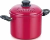 Red Aluminum high speciality pasta pot have scupper and bakelite ear handle for easier use