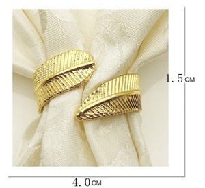 Rhinestone Napkins Holder For Hotel Golden Silvery Leaf Napkin Ring