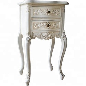 Rococo French White Bedside for nightstand bedroom set/sidetable living room wholesale french furniture indonesia