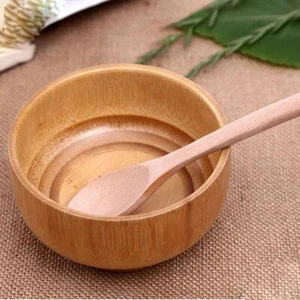 Round Square Bamboo Bowl in Natural Handmade Bamboo Fruit Rice Soup