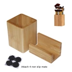 Rustic natural rectangle desktop organizer bamboo wood pen phone holder