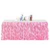 Self Adhesive Polyester Tier Wave Curly Willow Table Skirt for Banquet Birthday Party