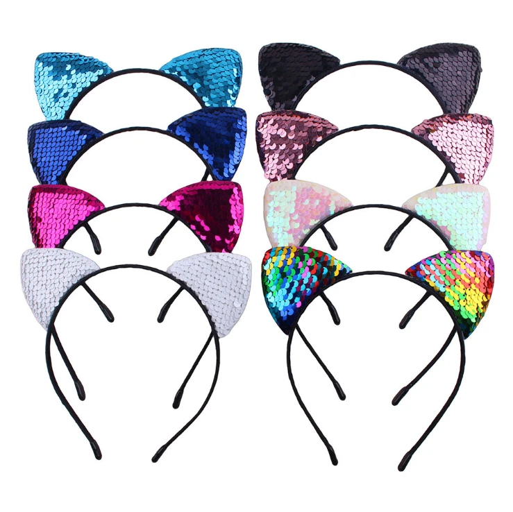 Sequined cat ear hairpin Children&#x27;s birthday band Girls&#x27; hair accessories headbands