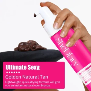 SheDiary Best Instant Dark Body Bronzer Vegan Sun Self Tanner Spray Mousse Coconut Sunscreen Tanning Lotion