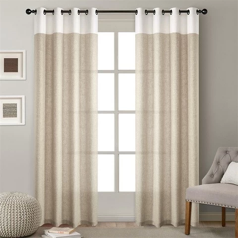 Simple Polyester Linen Stitching Solid Blackout Curtain Fabric Modern Good Curtains for the Living Room Blackout