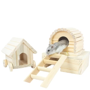 Small Animals Hamster Cage Wooden Hamster Cage with Wheel