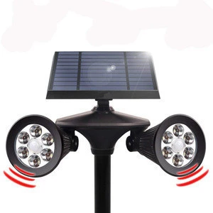 Solar Double Spot light with stake , Upgraded Motion Sensor Solar  12 LED Dual head  360-Degree Rotatablable outdoor garden Yard